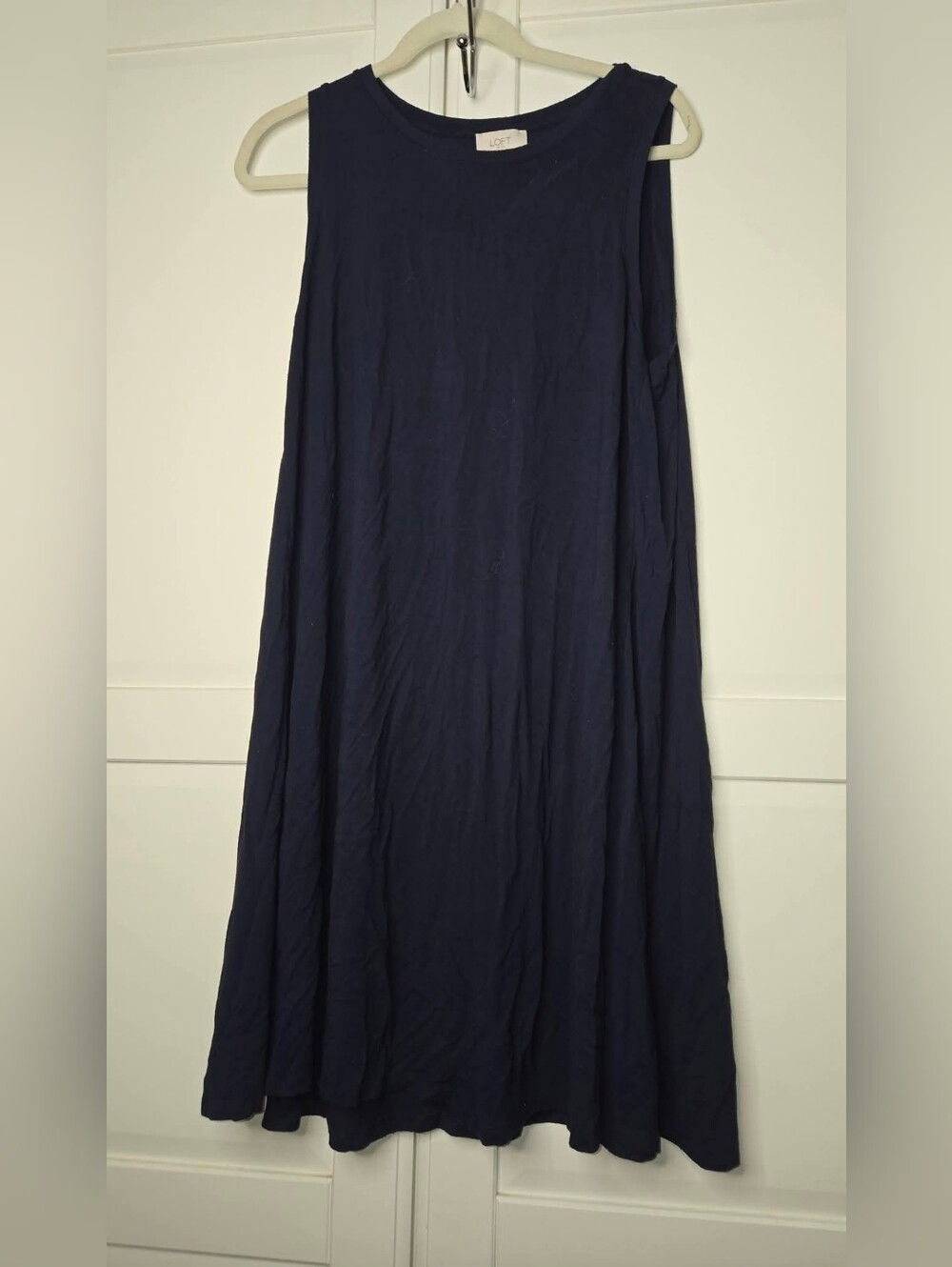 LOFT Outlet Women’s XL Navy Blue Sleeveless Swing Dress Relaxed Flowy Midi